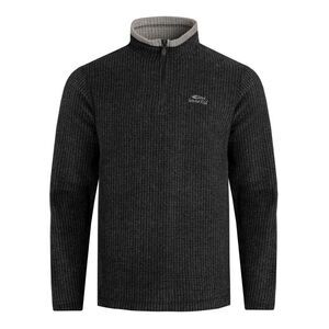 Weird Fish Mens Newark Grid Eco Friendly Quarter Zip Fleece Top / Washed Black